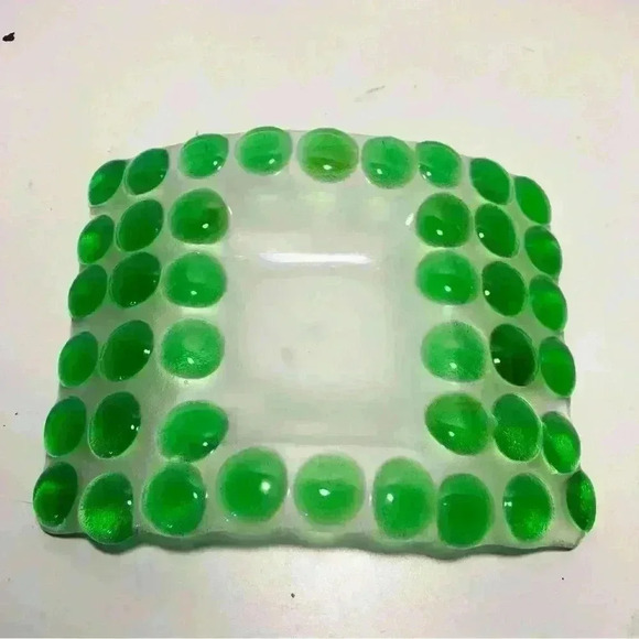 Fused  frosted art domed art glass candle holder trinket dish. Mint condition. - Picture 1 of 7